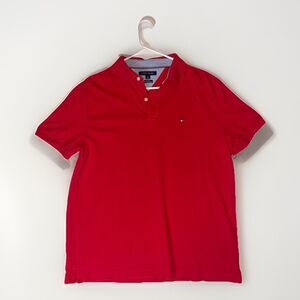 Tommy Hilfiger Mens Polo Shirt Size L Red Short Sleeve Casual Top